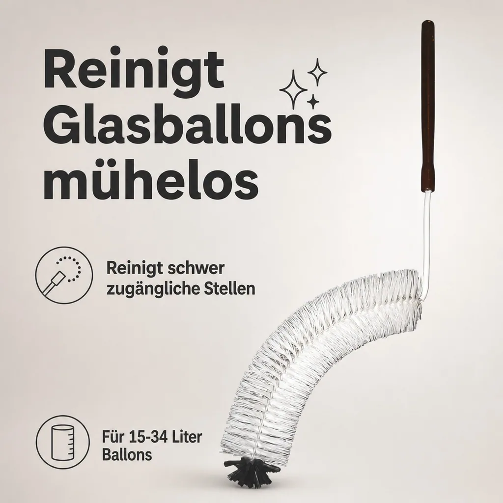 Gebogen Bürste für Weinballon, Glasballons - 15-34L