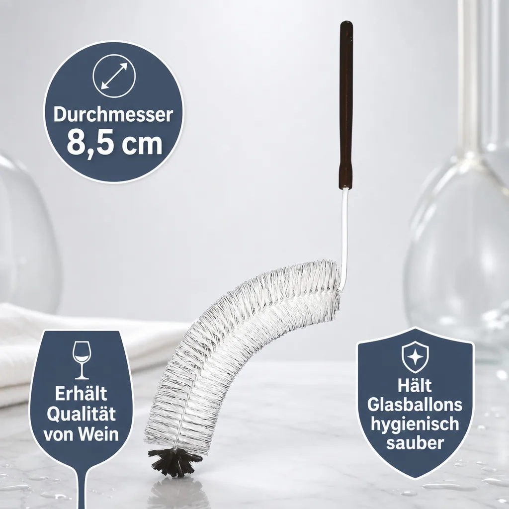 Gebogen Bürste für Weinballon, Glasballons - 15-34L