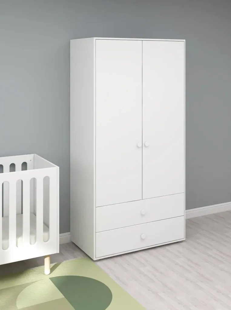 Flexa Kleiderschrank - Roomie, 2 Türen + 2 Schubladen, Farbe: weiss