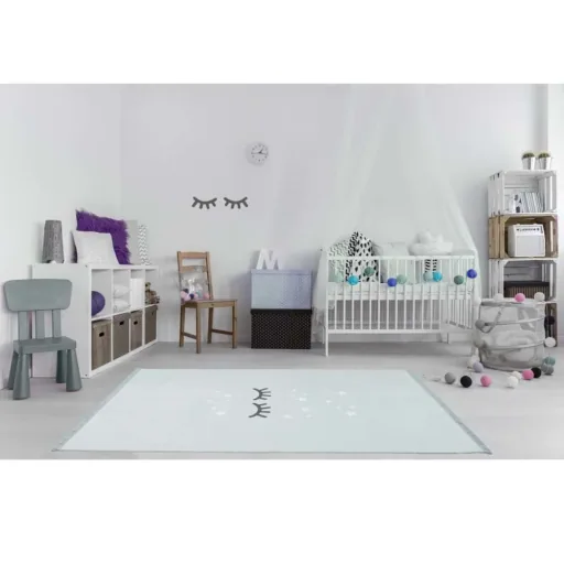 Livone Kinderteppich waschbar schlafende Augen mint, Teppichgrösse: 100 x 160 cm