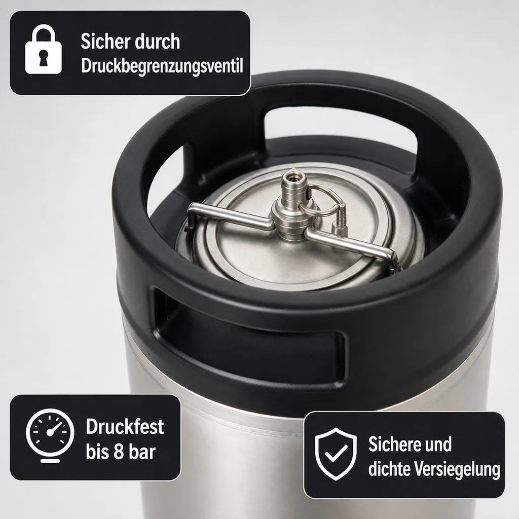 Brewferm Soda-Keg Druckfass, Edelstahl - 19L Fass für Hobbybrauer - Einfaches Befüllen & Reinigen, Größe: 9.5 L