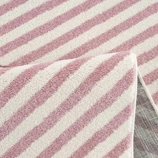 Livone Teppich Stern & Diagonal Streifen rosa, Teppichgrösse: 120 x 180 cm
