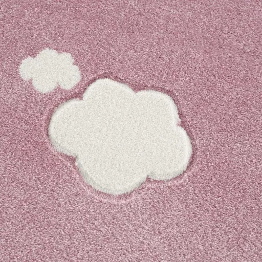 Livone Teppich rund Wolken rosa