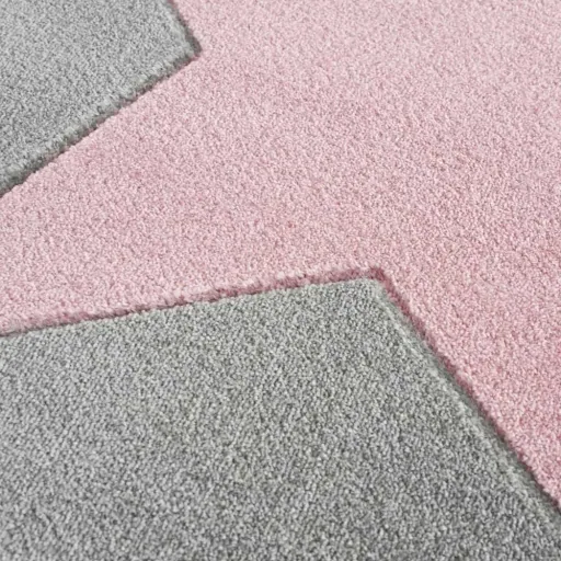 Livone Teppich Stern rosa auf grau rund, Teppichgrösse: Ø 133 cm
