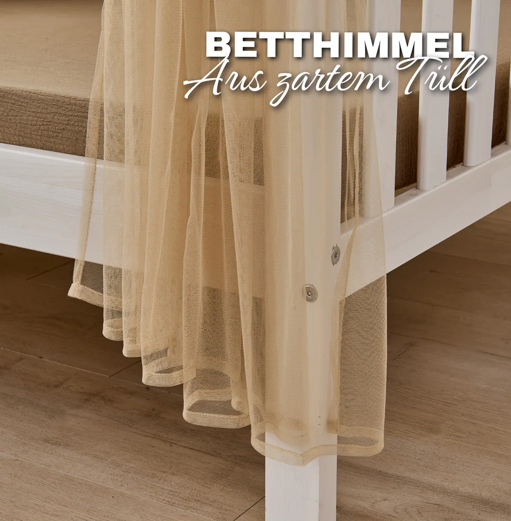 Alavya Home Hausbett Deko-Set 150x350 cm, 3-teilig: 2 Betthimmel + Wimpelkette, Beige (ohne Lichterkette)