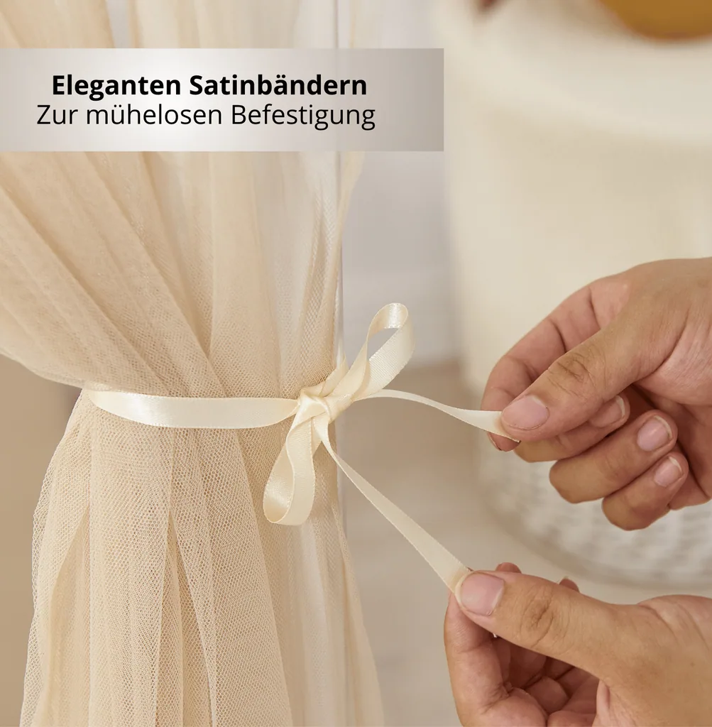 Alavya Home Hausbett Deko-Set 150x350 cm, 3-teilig: 2 Betthimmel + Wimpelkette, Beige (ohne Lichterkette)