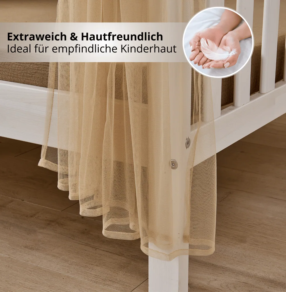 Alavya Home Hausbett Deko-Set 150x350 cm, 3-teilig: 2 Betthimmel + Wimpelkette, Beige (ohne Lichterkette)