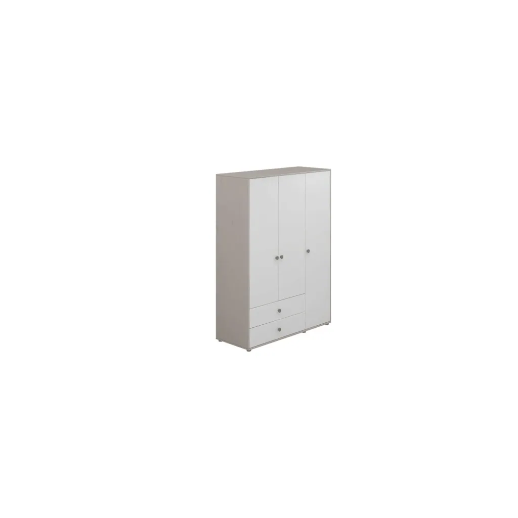 Flexa Kleiderschrank - Classic, 150x202,5 cm, Farbe: Grau gekalkt / Weiß / Naturgrün