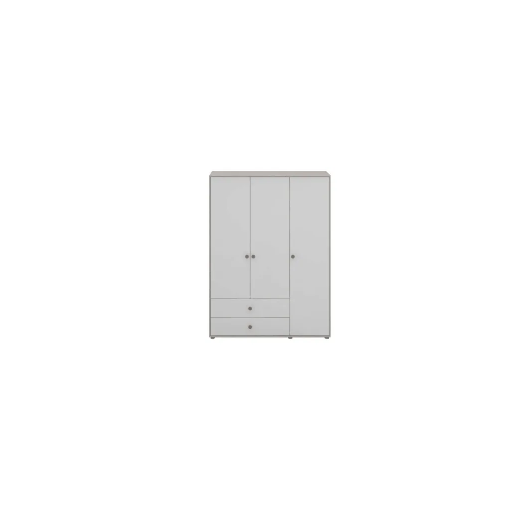 Flexa Kleiderschrank - Classic, 150x202,5 cm, Farbe: Grau gekalkt / Weiß / Naturgrün