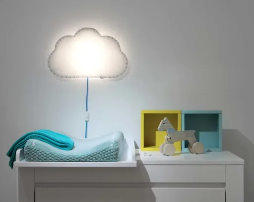 Buokids Softlampe Nachtlicht/Wandlampe Wolke, Ausführung: Schnur & Stecker; Farbe der Naht: blau