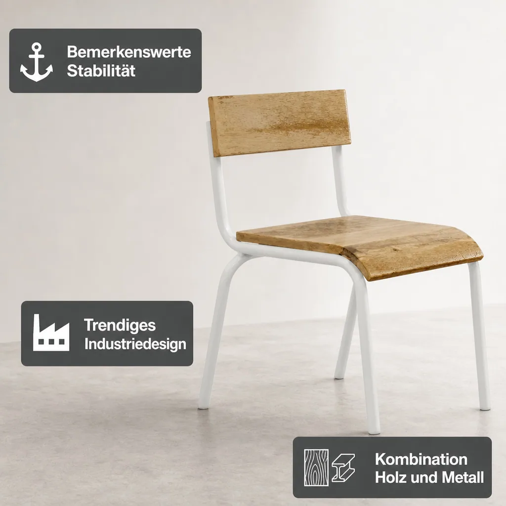 Weißer Kinderstuhl aus Holz und Metall Kidsdepot, Set von 2, 35x36x56 cm