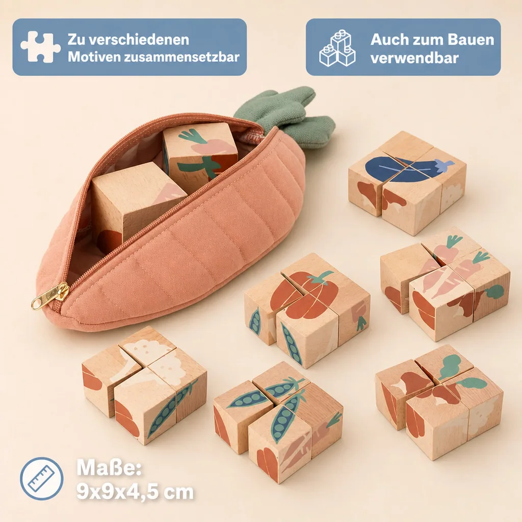 Nobodinoz Holzklötze / Puzzle Gemüse