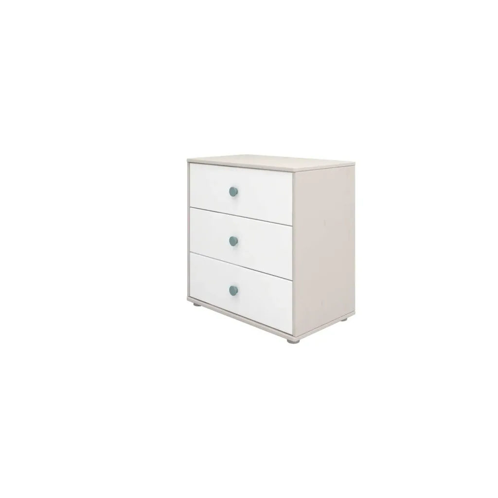 Flexa Kommode - Classic, mit 3 Schublade, 72x74,5 cm, Farbe: Grau gekalkt / Weiß / Weiß