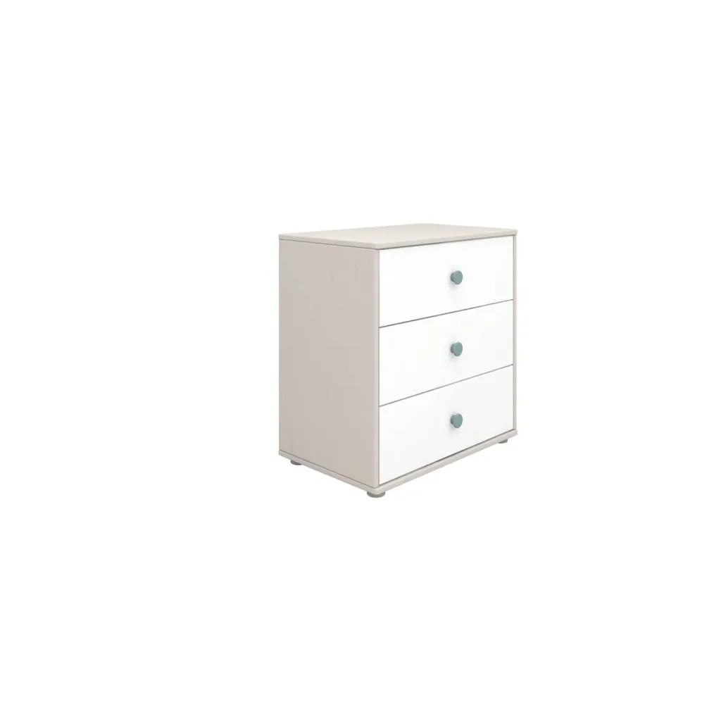 Flexa Kommode - Classic, mit 3 Schublade, 72x74,5 cm, Farbe: Grau gekalkt / Weiß / Weiß