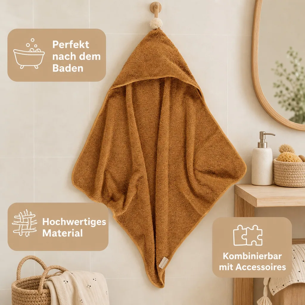 Nobodinoz Baby Kapuzen Badetuch karamell