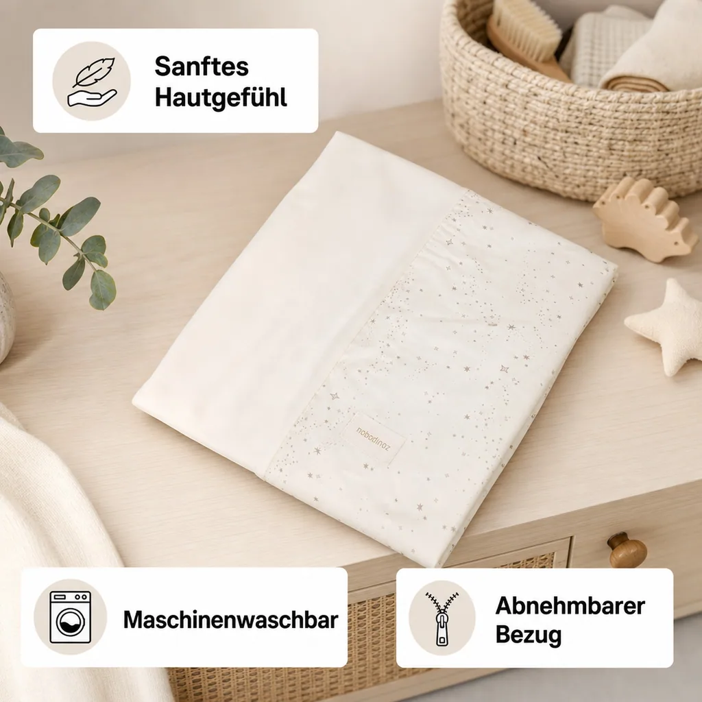 Nobodinoz STORIES Bezug für Wickelauflage, Wickelmulde, 50 x 70 cm, Farbe: Natürliche Milchstraße
