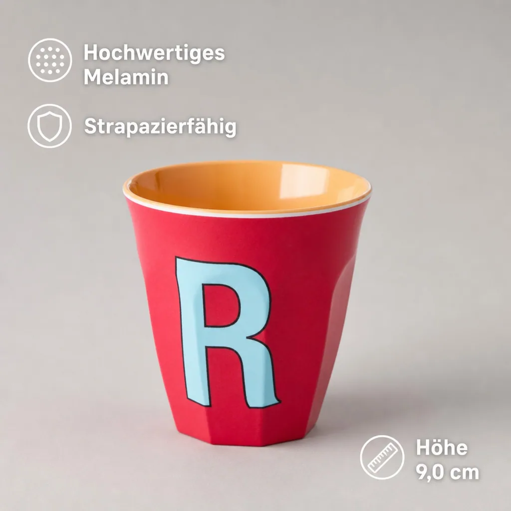 RICE Becher - R, 250 ml, Melamine, Farbe: Roter Kuss