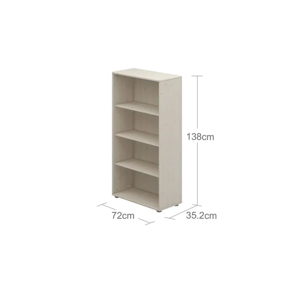 Flexa Bücherregal - Classic, mit 3 Regalbrettern, 72x138 cm, Farbe: Weiß gewaschen