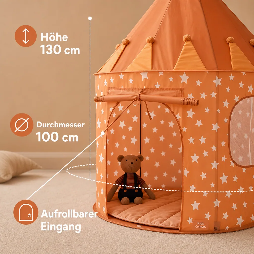 Kids Concept Spielzelt rund Sterne braun