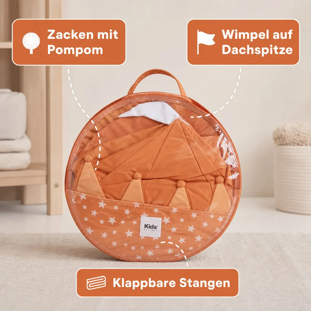 Kids Concept Spielzelt rund Sterne braun