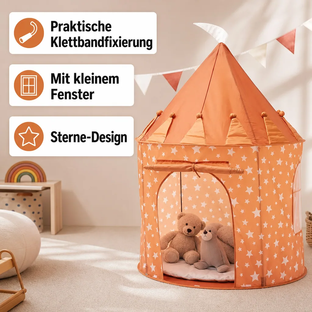 Kids Concept Spielzelt rund Sterne braun