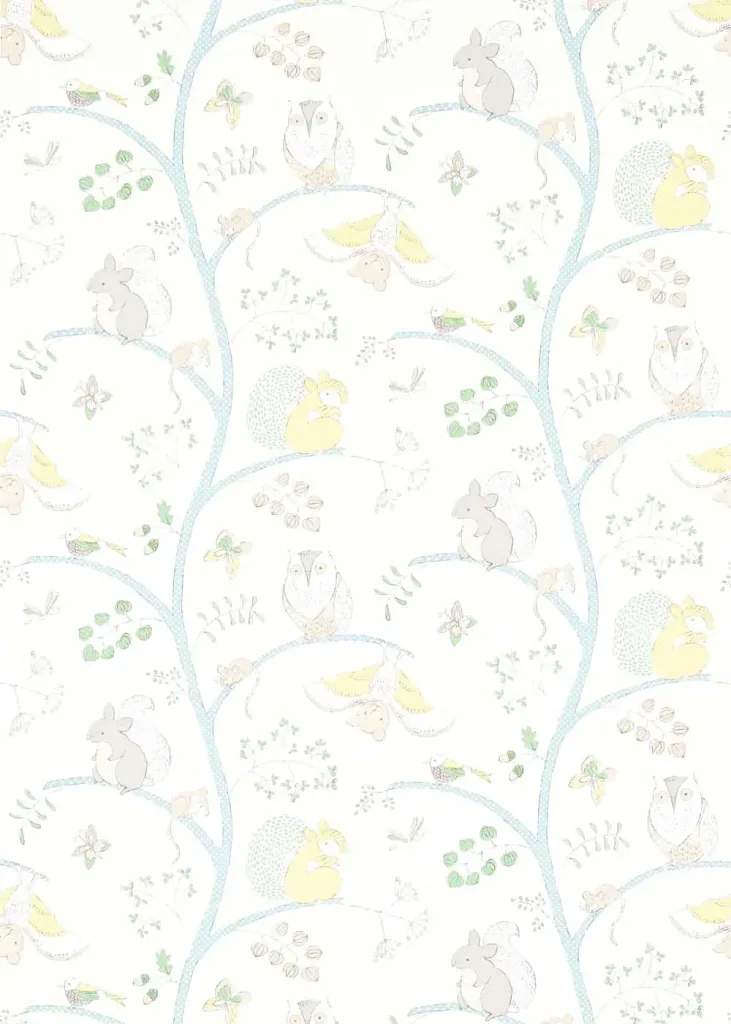 Little Sanderson Abracazoo Tapete Baumtiere hellblau creme