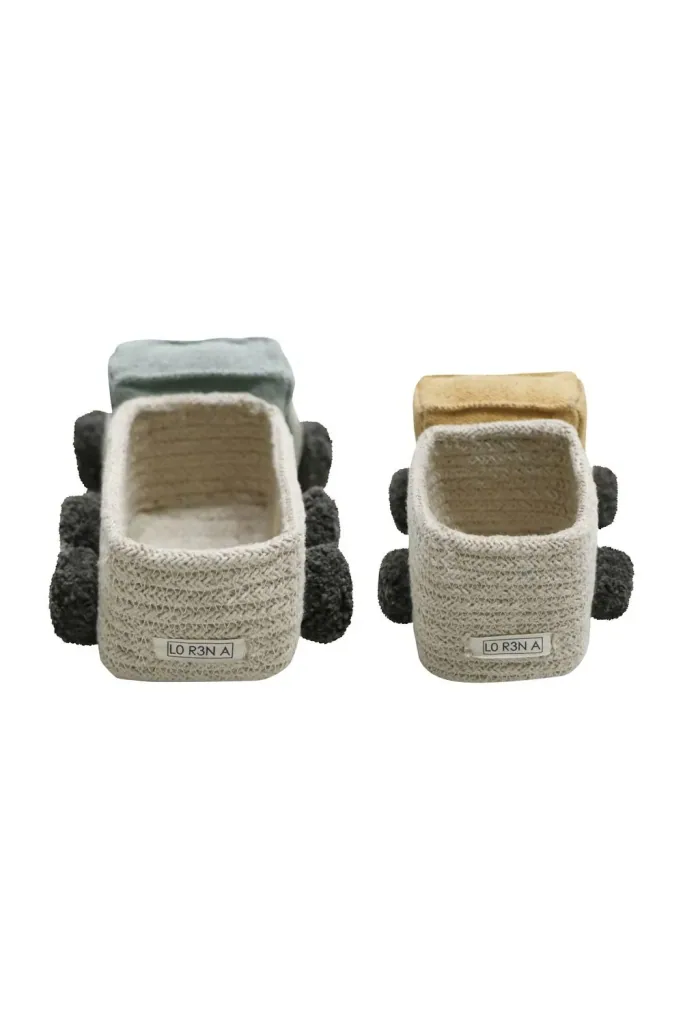 Lorena Canals Mini-Trucks mit Körben, Kuscheltiere