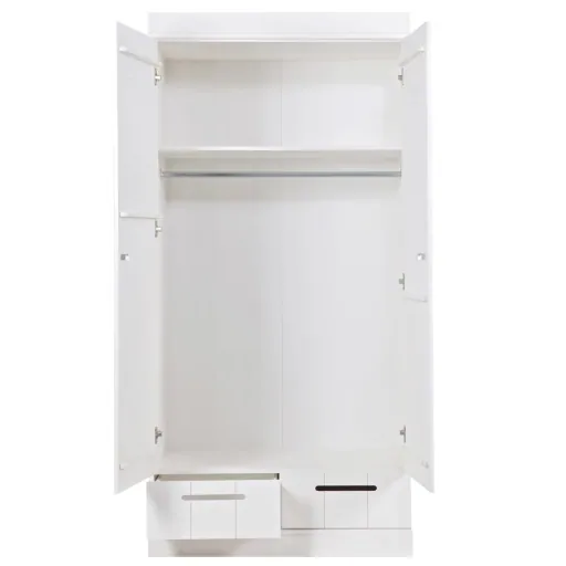 WOOOD 2 türiger Kleiderschrank erweiterbar Schubladen weiss