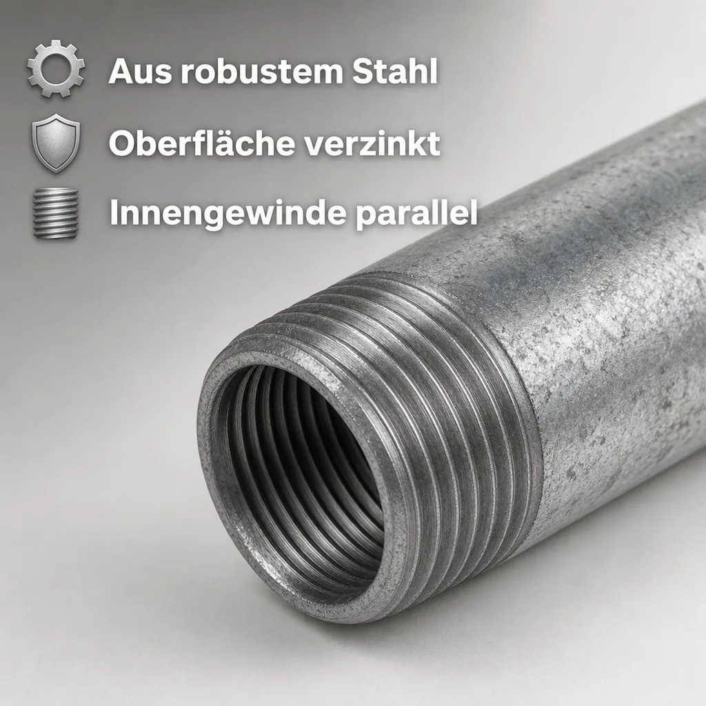 Gewindefitting Rohrnippel verzinkt 1 1/2" AG x 1 1/2" AG 40 mm