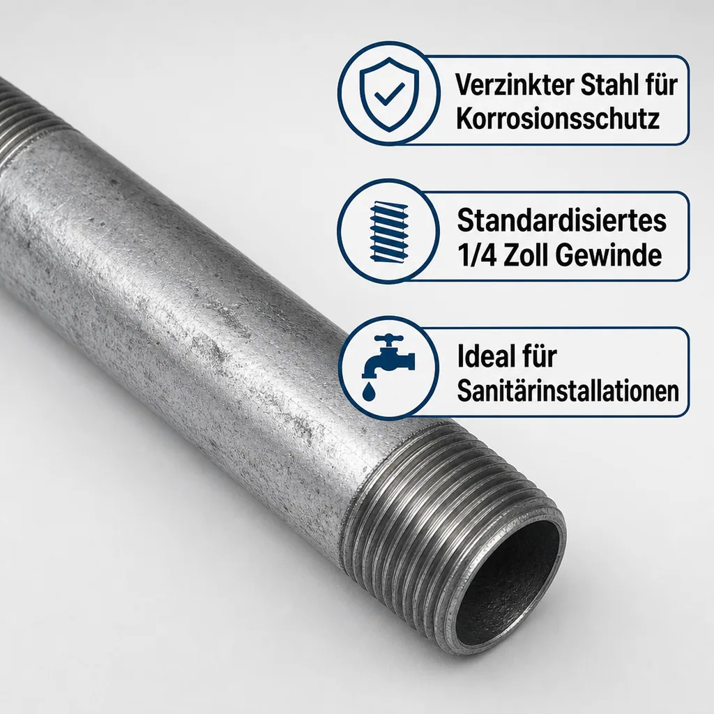 Rohrnippel verzinkt, Gewindefitting 1/4 Zoll AG