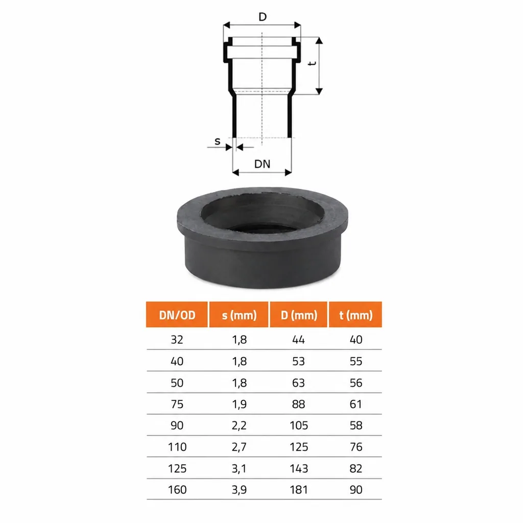 HT Rohr Gummimanschette DN 50, Abwasserrohr Dichtung, Muffe