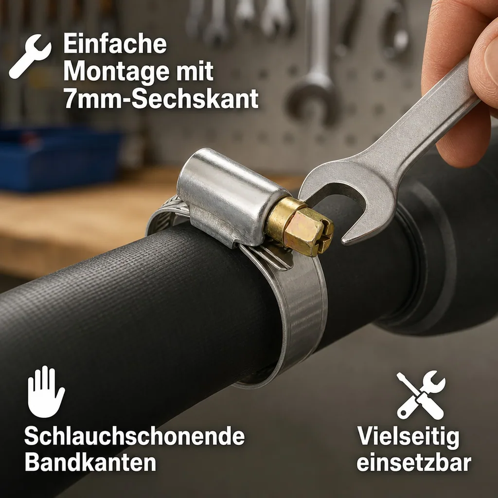Schlauchschellen Edelstahl, 9 mm, 25-40 mm, W2, DIN 3017