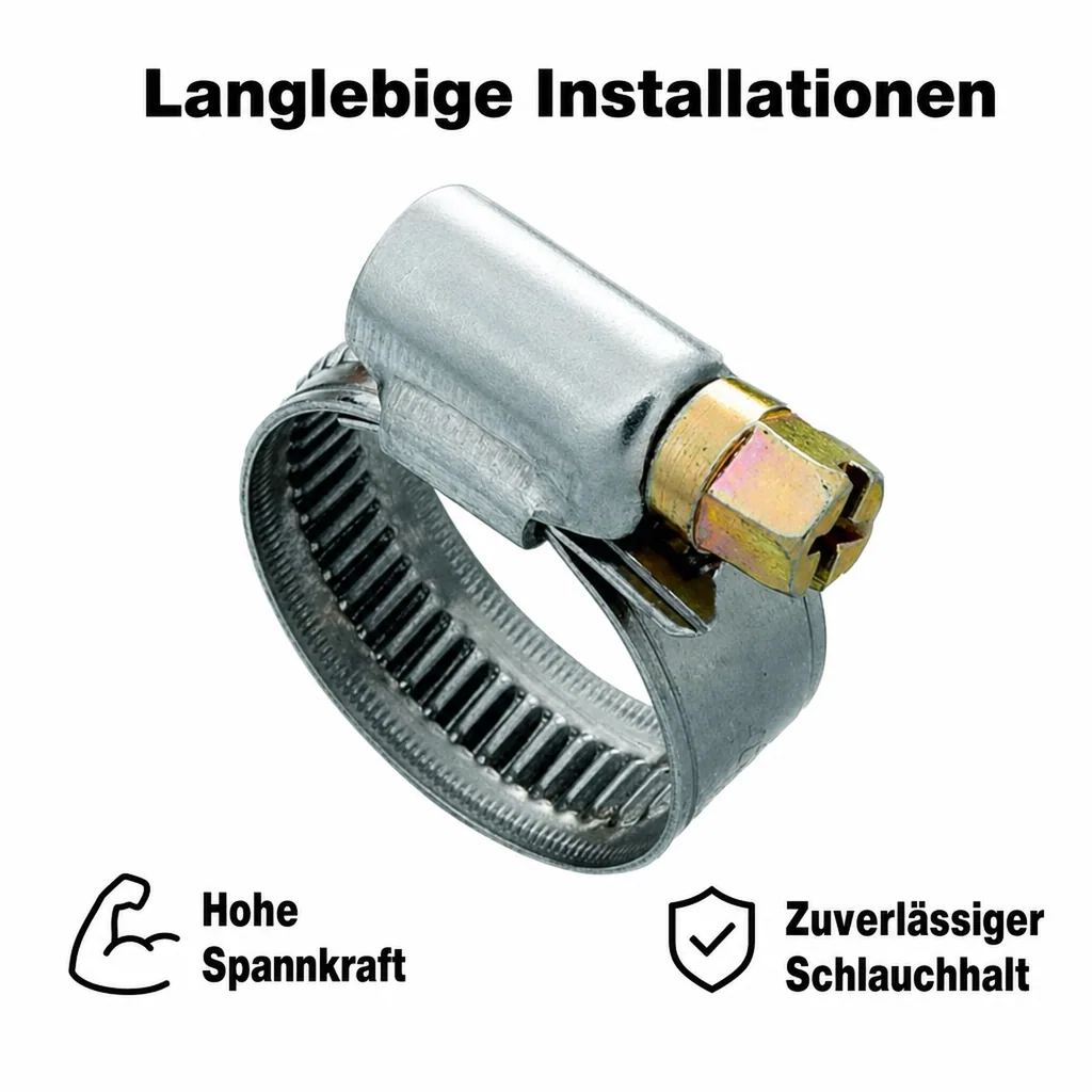 Schlauchschellen, Edelstahl, 9mm, W2, 8-12 mm, korrosionsbeständig