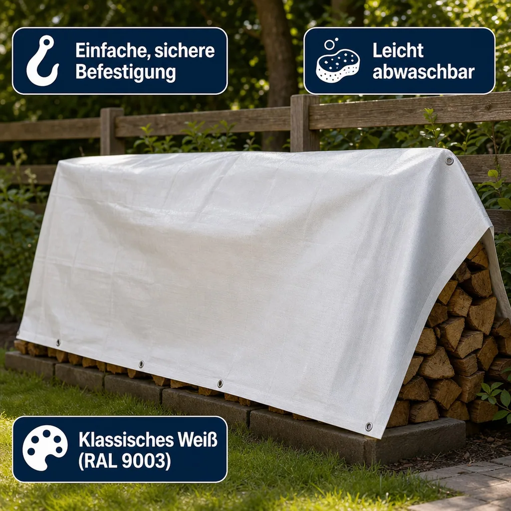 Abdeckplane, wasserdicht, 180 g/m², 5 x 8 (40m²), weiss, reißfest