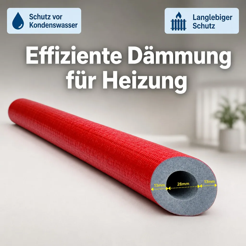 Rohrisolierung, Heizungsrohr Isolierung, 2m, 28mm, 13mm, GEG