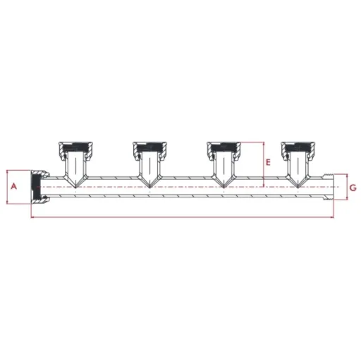 PVC Verteiler, Rohrverteiler, Verteiler 1 Zoll, 4 Abgänge