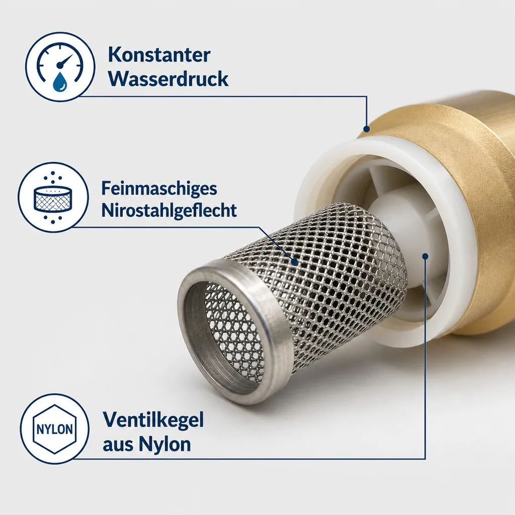 Saugkorb 1 1/2 Zoll, Rückschlagventil, Messing Fußventil, Edelstahl