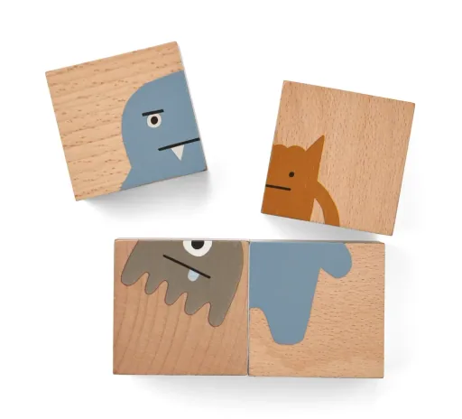 Liewood Puzzle, Holz Puzzle, Holzwürfel - Aage, Farbe: All Together / Nature