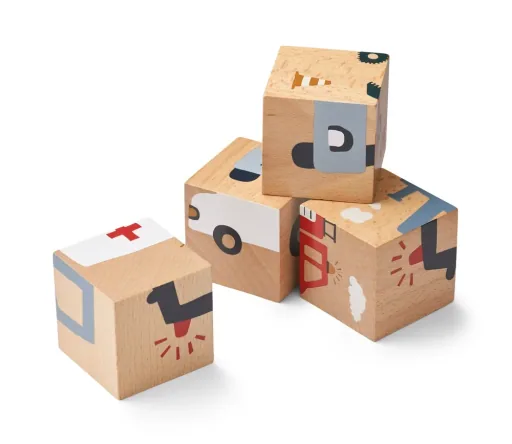 Liewood Puzzle, Holz Puzzle, Holzwürfel - Aage, Farbe: All Together / Nature