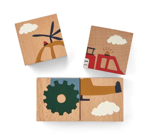 Liewood Puzzle, Holz Puzzle, Holzwürfel - Aage, Farbe: All Together / Nature