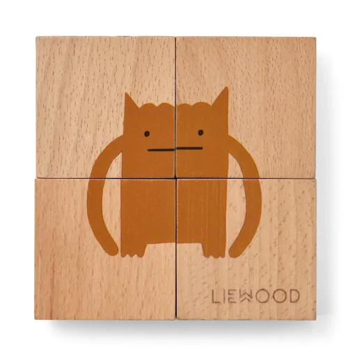 Liewood Puzzle, Holz Puzzle, Holzwürfel - Aage, Farbe: All Together / Nature