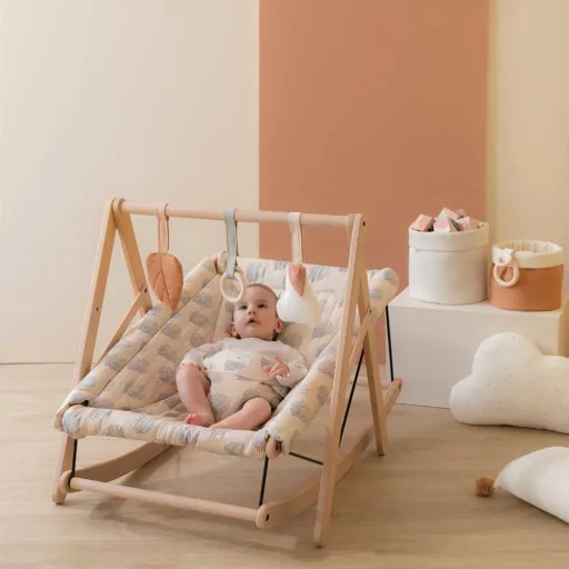 Babywippe Bezug, Ersatzbezug - Nobodinoz, Gatsby Blau Creme