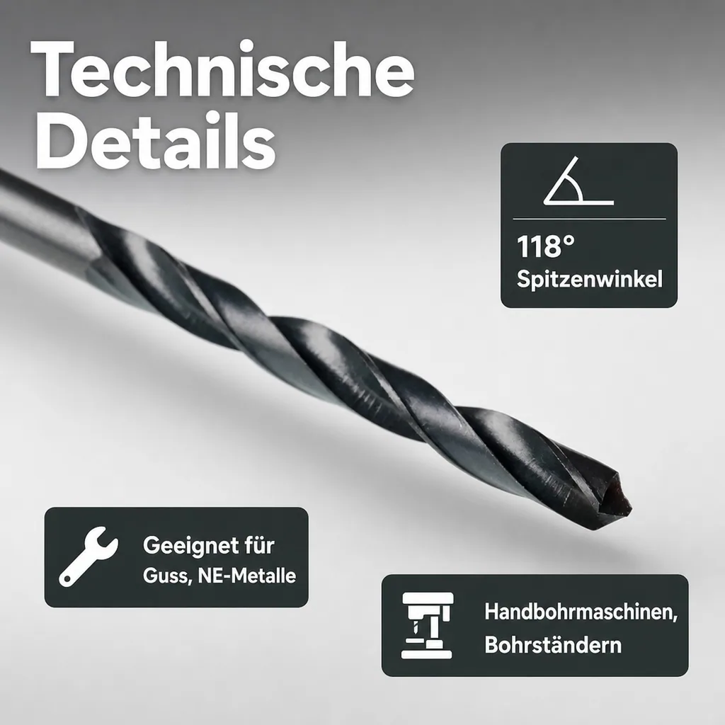 Spiralbohrer 5mm, HSS Bohrer, Metallbohrer, DIN 338