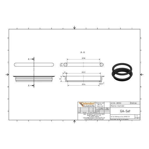 KG Doppeldichtung Set DN/OD 200, Rohr Dichtung