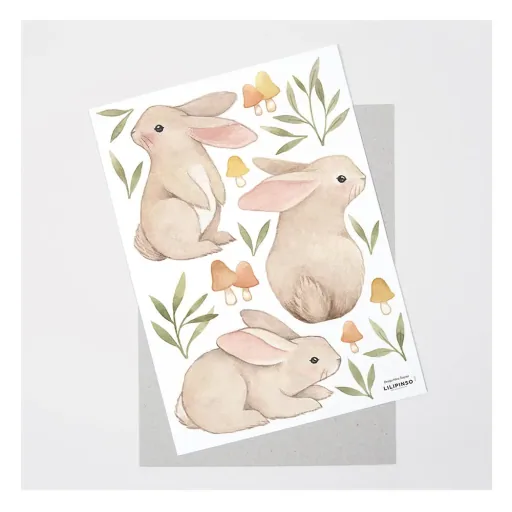 Lilipinso Wandsticker A3 kleine Hasen im Gras braun