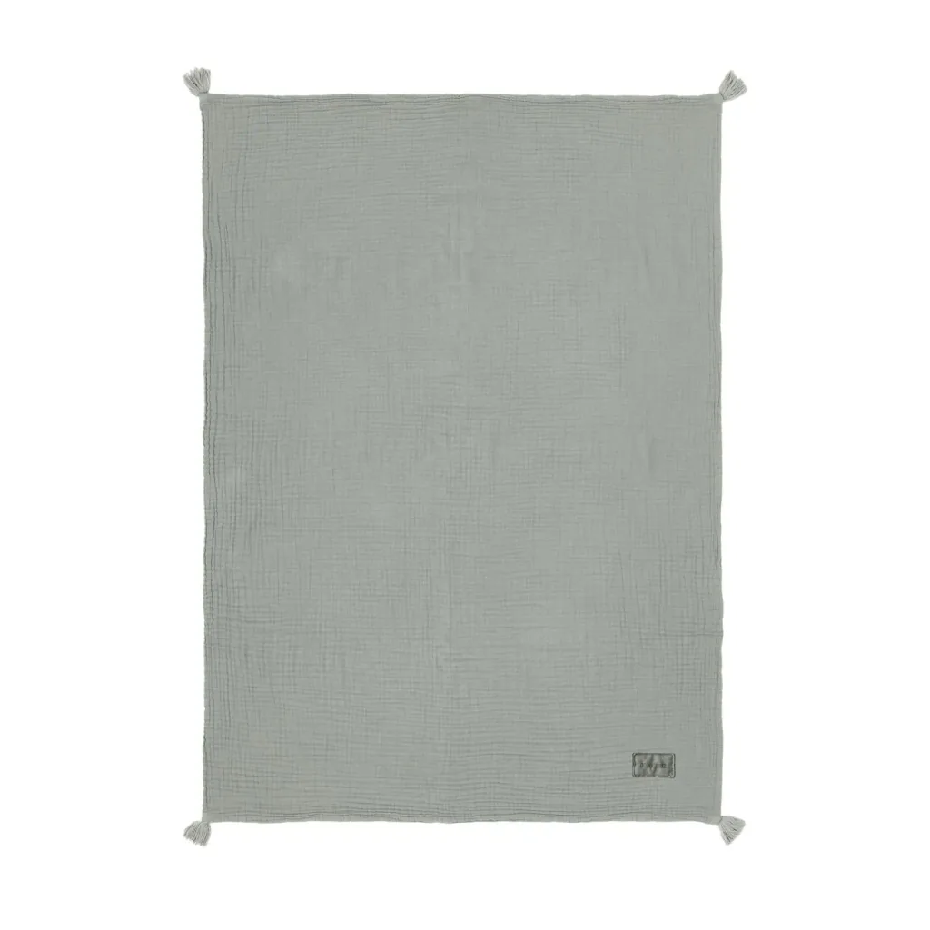 Nobodinoz WABI SABI Babydecke, Musselindecke Doppel, 65 x 100 cm, Farbe: Azurblau