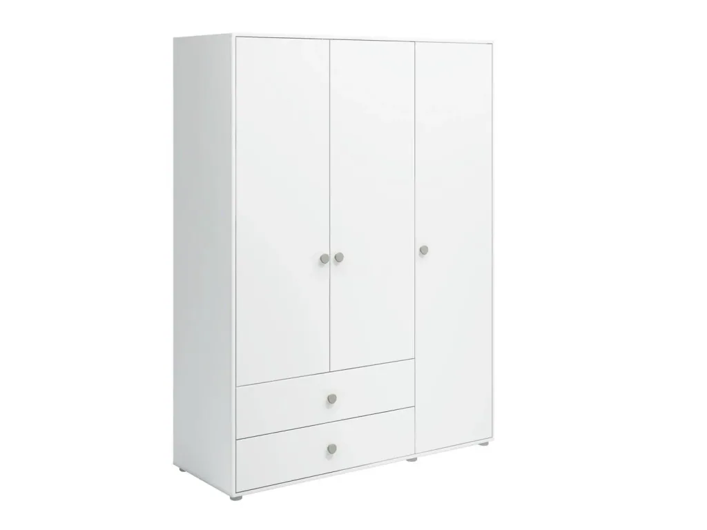 Flexa Kleiderschrank - Roomie, 3 Türen + 2 Schubladen, Farbe: Weiß/Naturgrün