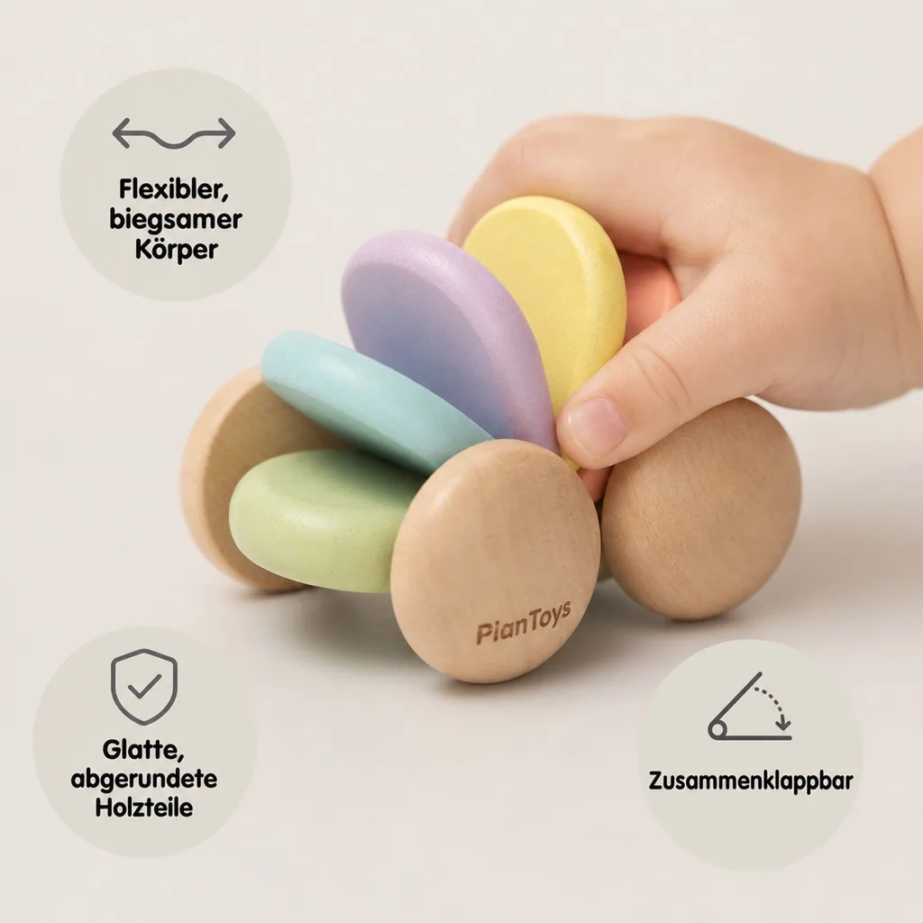 Plan Toys - Babyauto pastell, Gummibaumholz