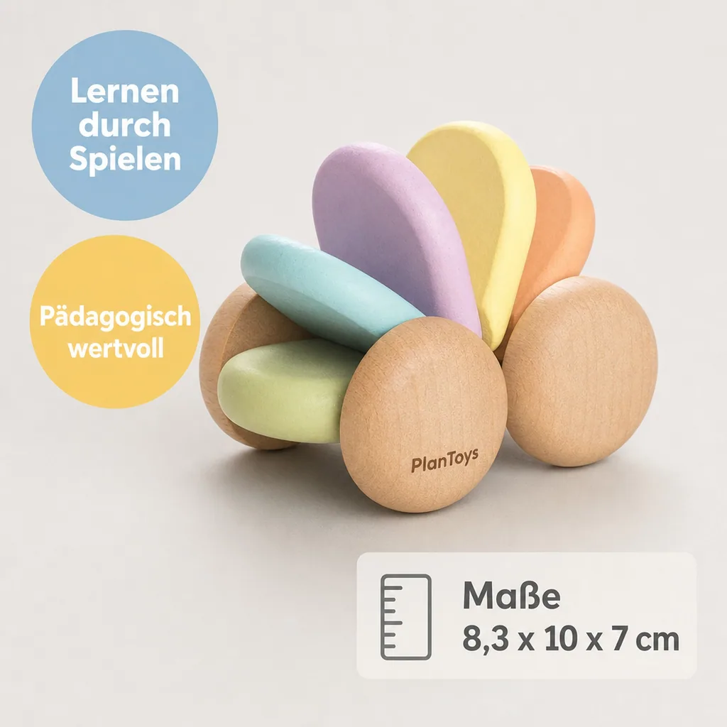 Plan Toys - Babyauto pastell, Gummibaumholz