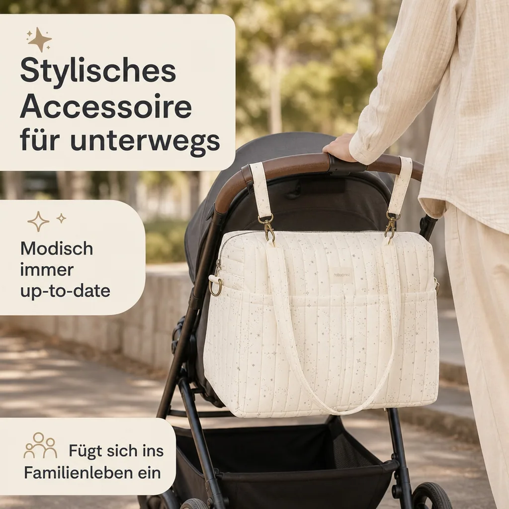 Nobodinoz STORIES Wickeltasche für Kinderwagen, Kinderwagen tasche, 40 x 30 x 25 cm, Farbe: Natürliche Milchstraße